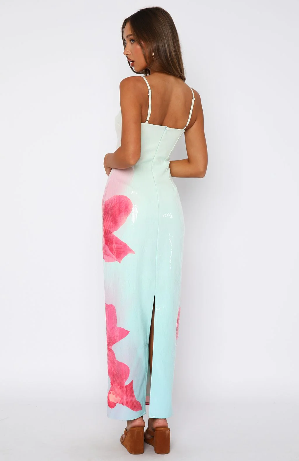 Telling Me Lies Sequin Maxi Dress Sunset Blossom