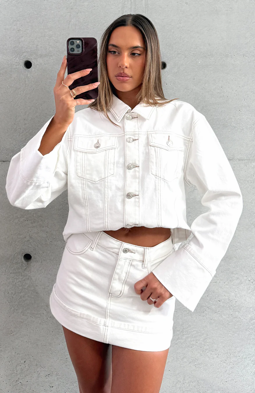 Charlotte Denim Mini Skirt Off White