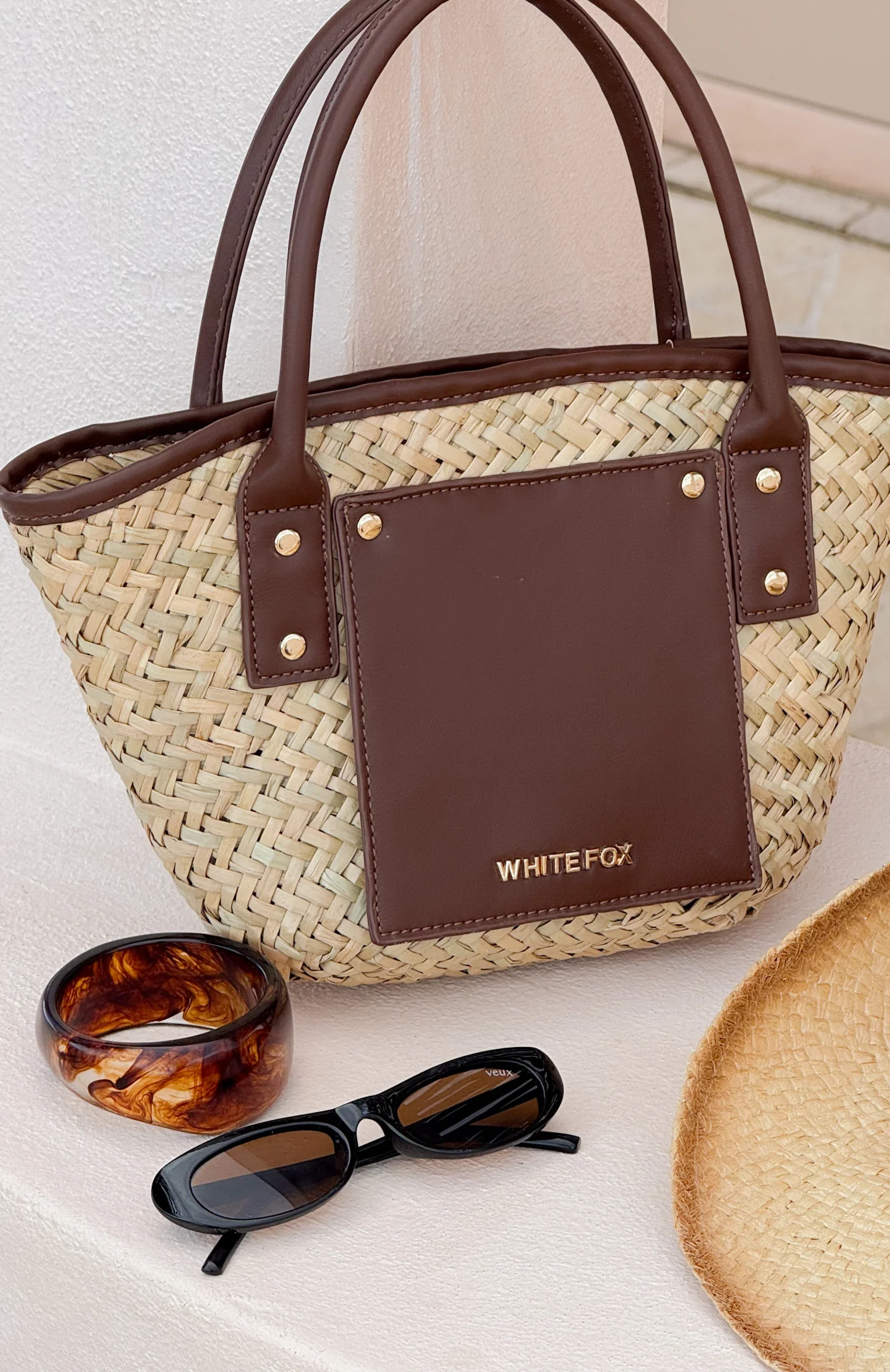 Vivienne Straw Top Handle Bag Chocolate