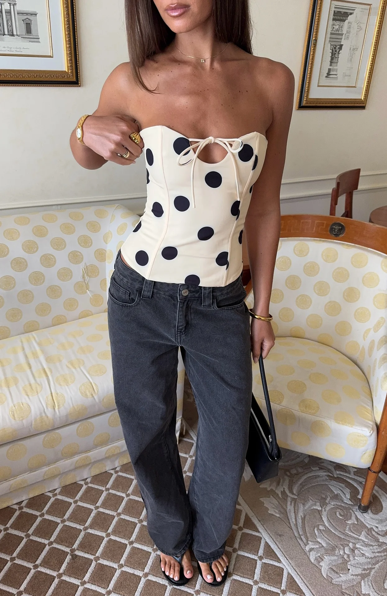 Clarissa Low Rise Wide Leg Jeans Black Acid