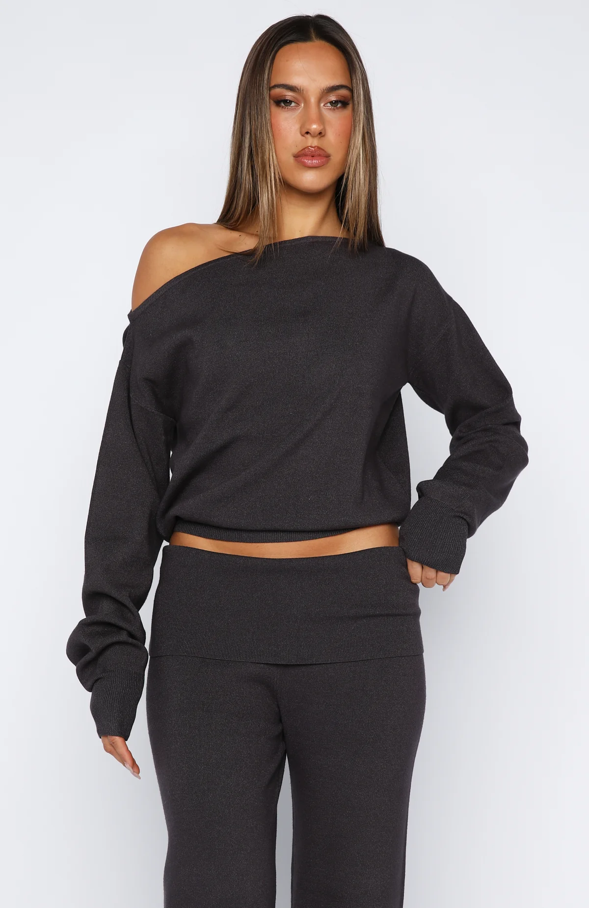 Can't Find The Words Knit Sweater Charcoal