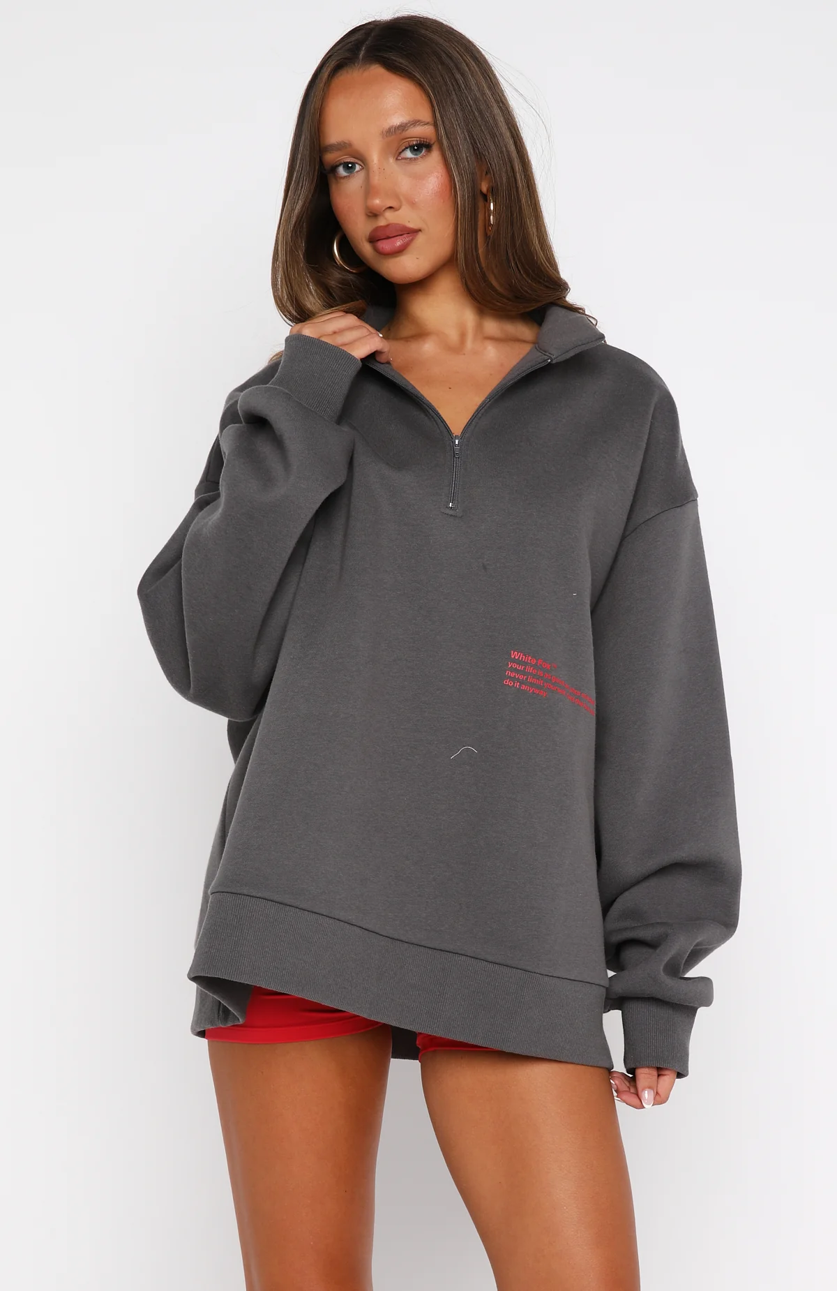 Caught Up With You Zip Front Sweater Volcanic