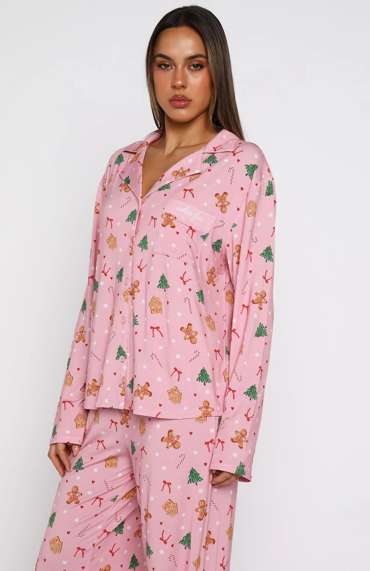 Pillow Talk Printed Long Sleeve Pyjama Set Candy Kiss