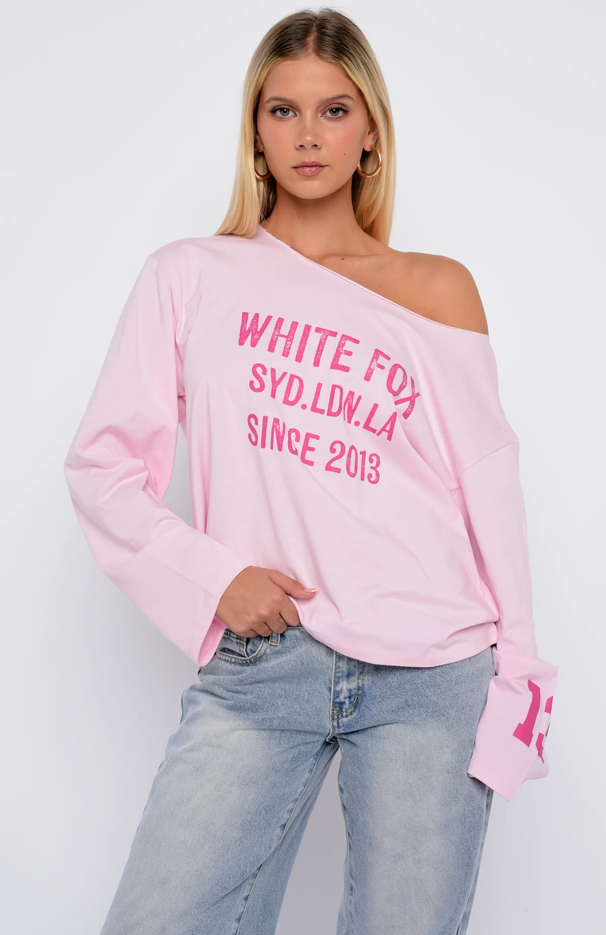 Topic Of Discussion Off Shoulder Oversized Long Sleeve Tee Posy