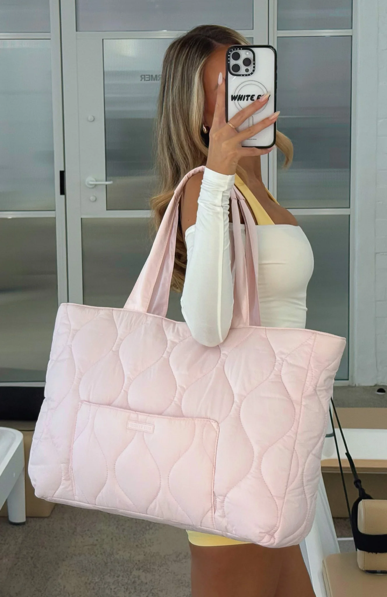 Always Moving Quilted Tote Bag Ballet Pink