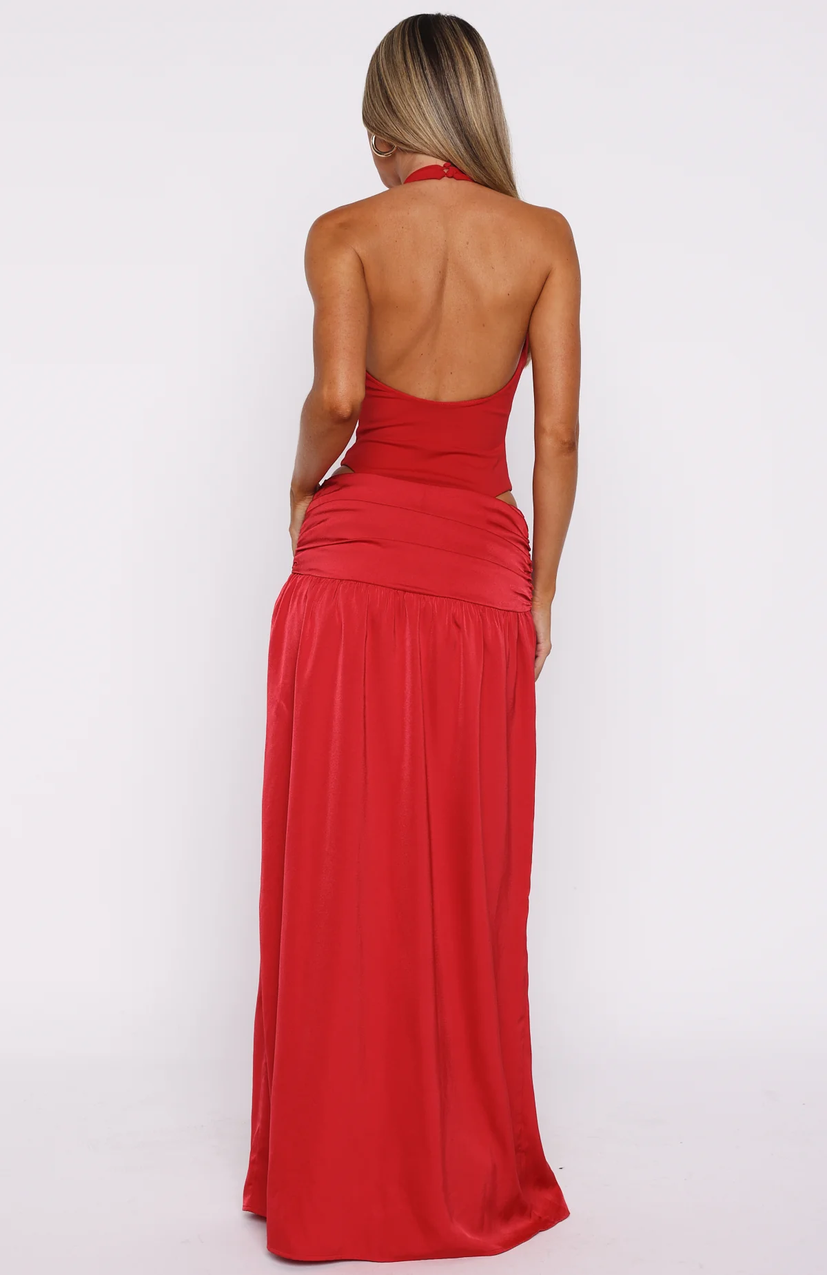 Know Your Power Halter Maxi Dress Deep Red