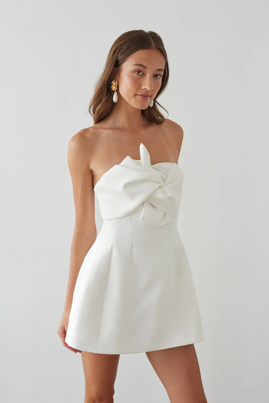 Alix Strapless Twist Front Bubble Mini Dress