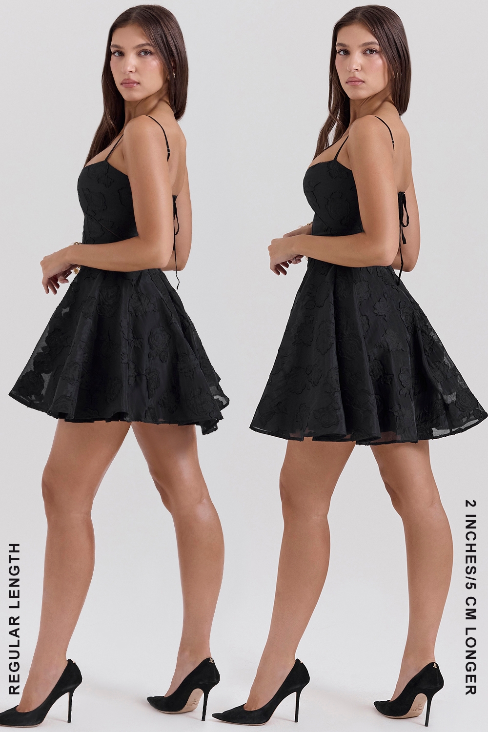 Black Floral Lace Back Mini Dress