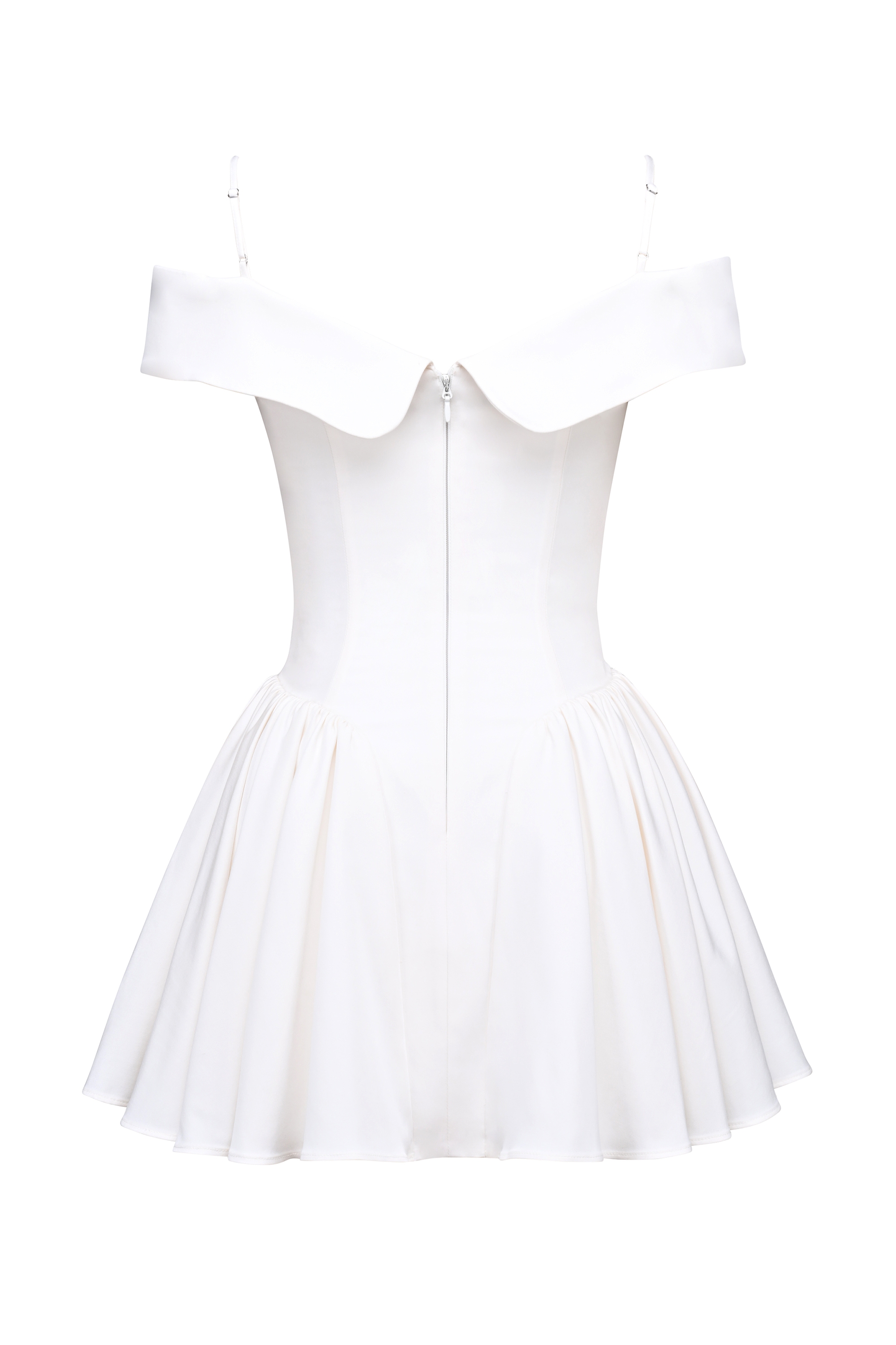 White Twill Off Shoulder Mini Dress