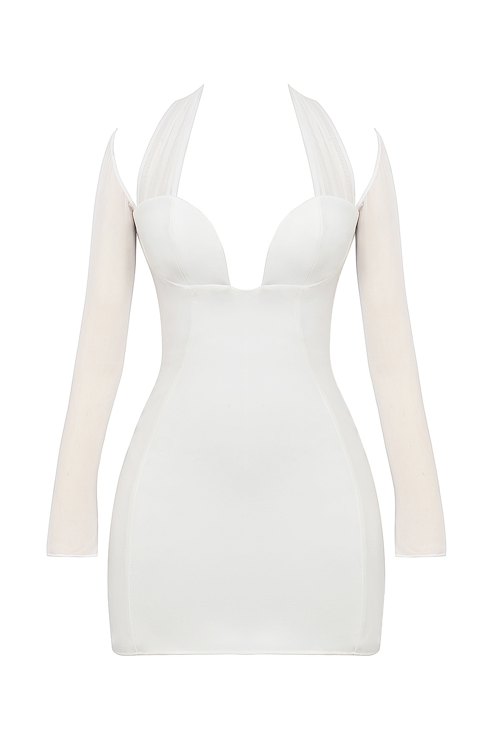 White Plunge Mini Dress