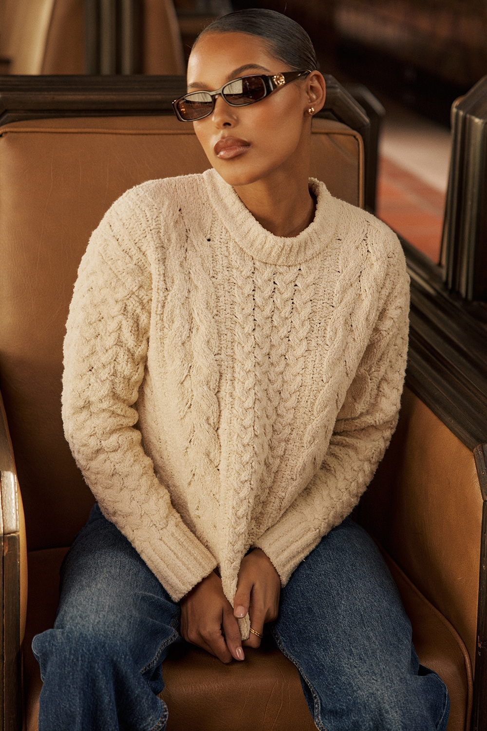 Cream Chunky Cable Knit Sweater
