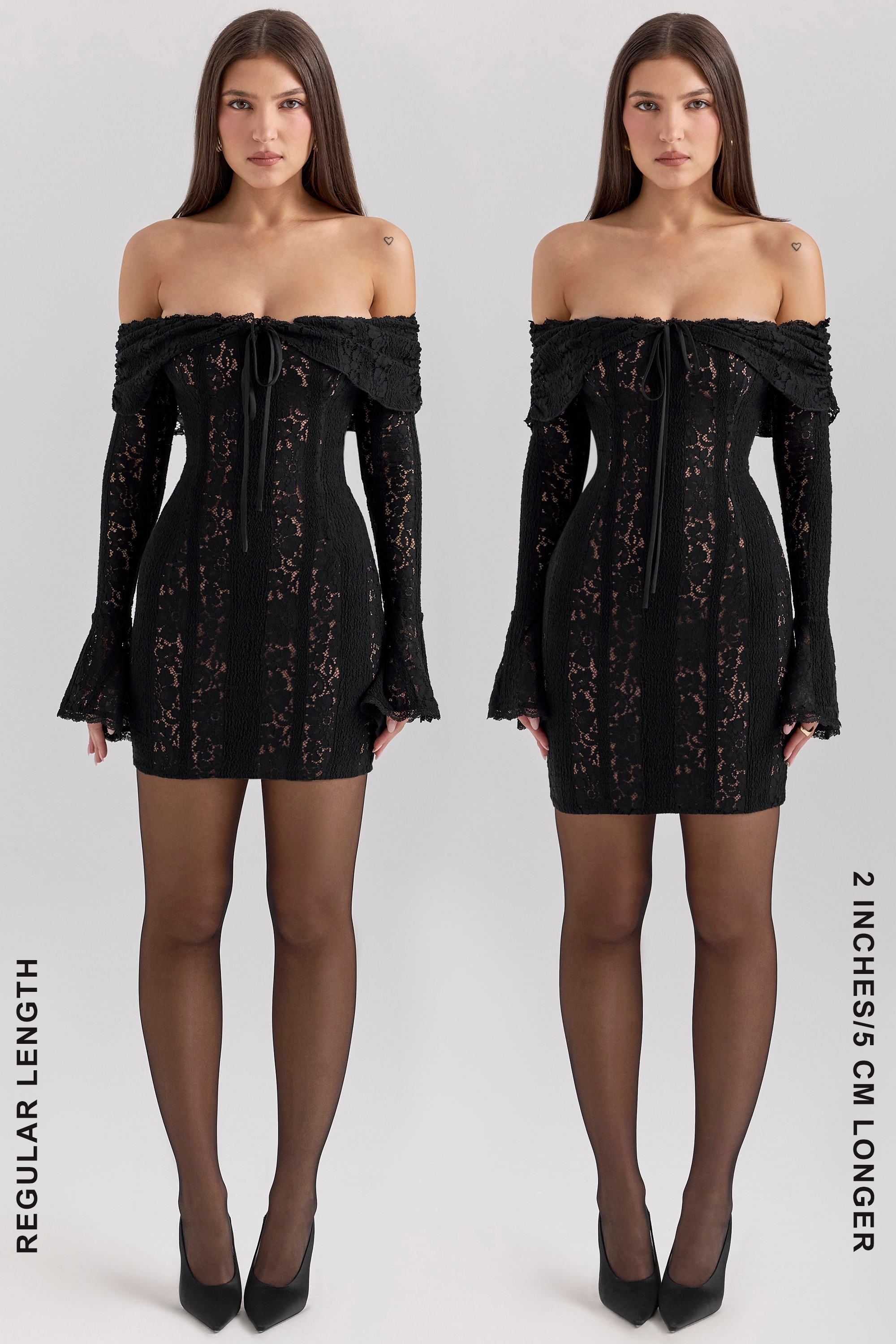 Black Floral Lace Off Shoulder Mini Dress
