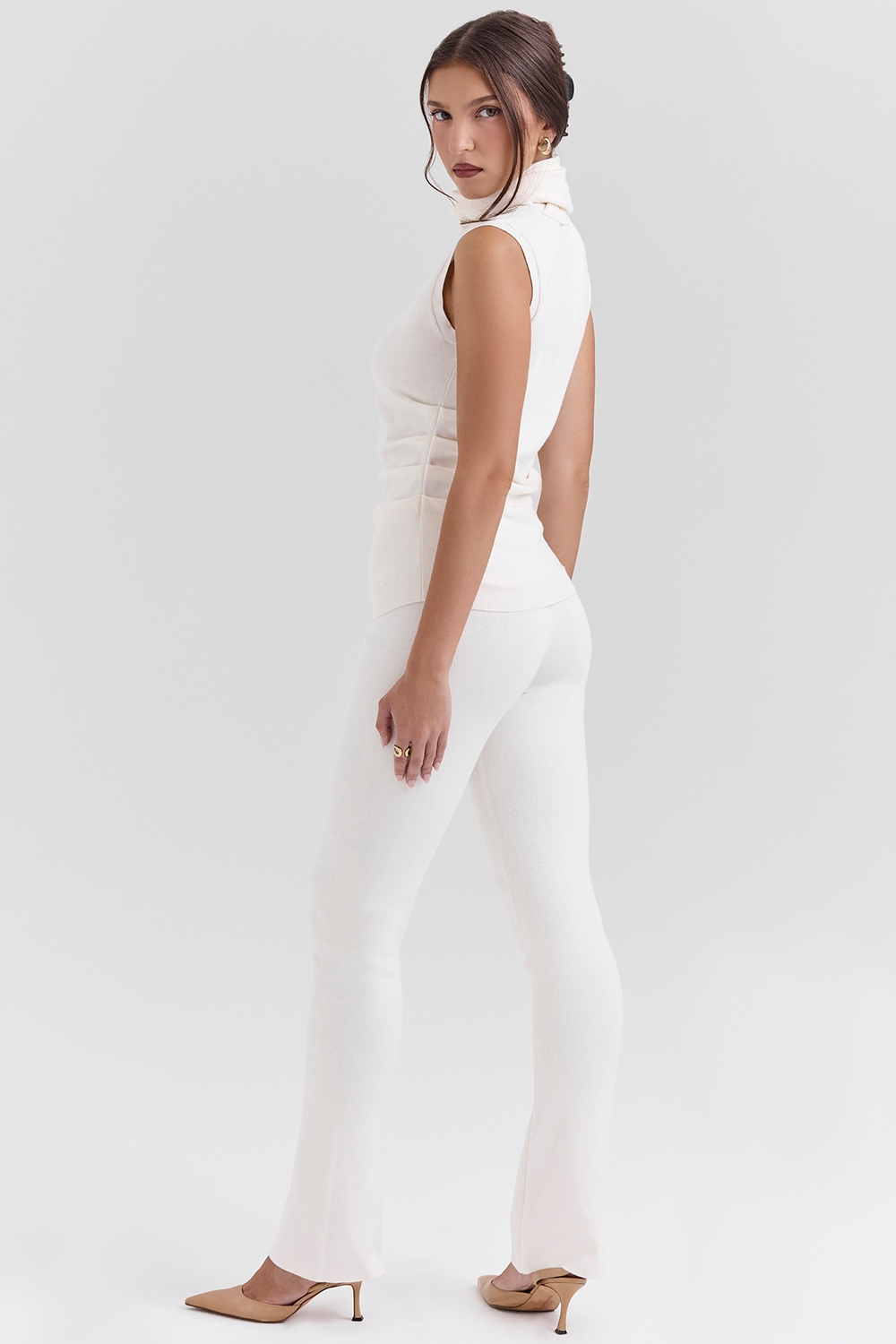 Ivory Cashmere Slim Cigarette Pants