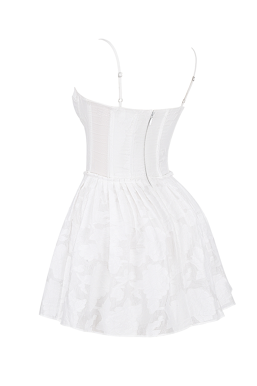 White Jacquard Corset Mini Dress