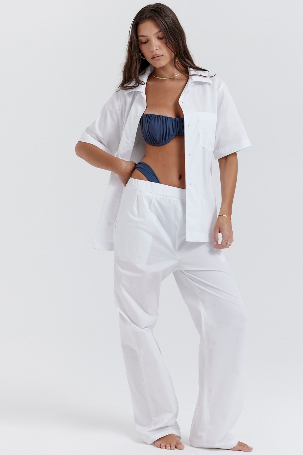 White Relaxed Fit Trousers