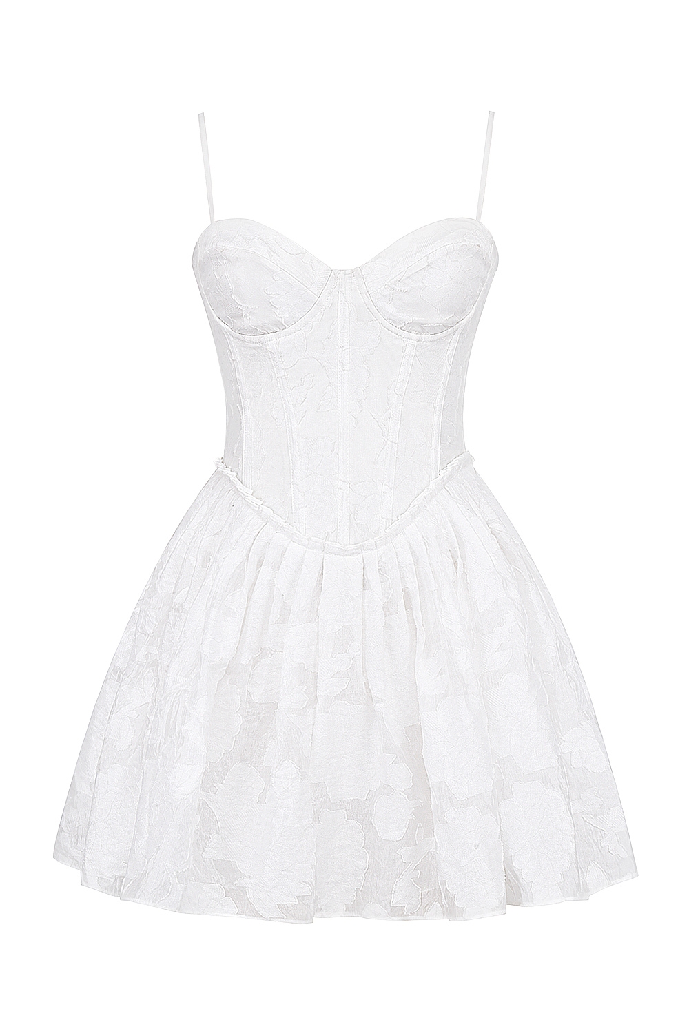 White Jacquard Corset Mini Dress