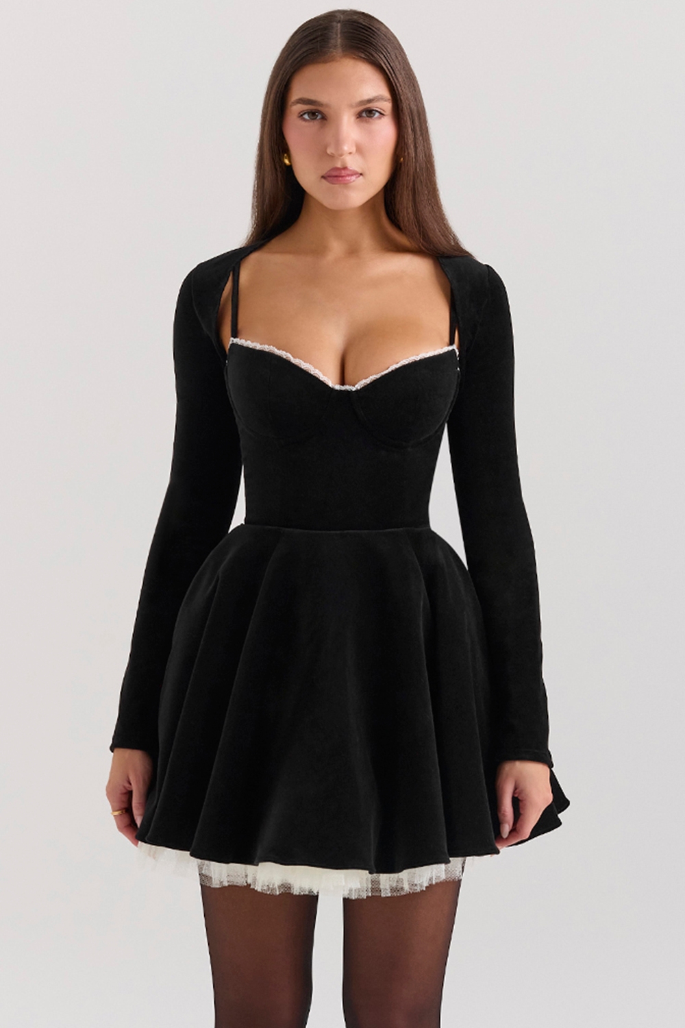 Black Stretch Velvet Cropped Bolero