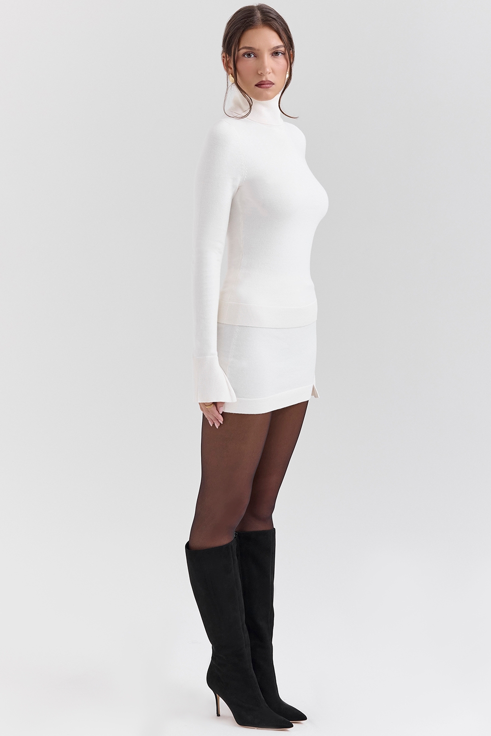 Ivory Cashmere Roll Neck Sweater