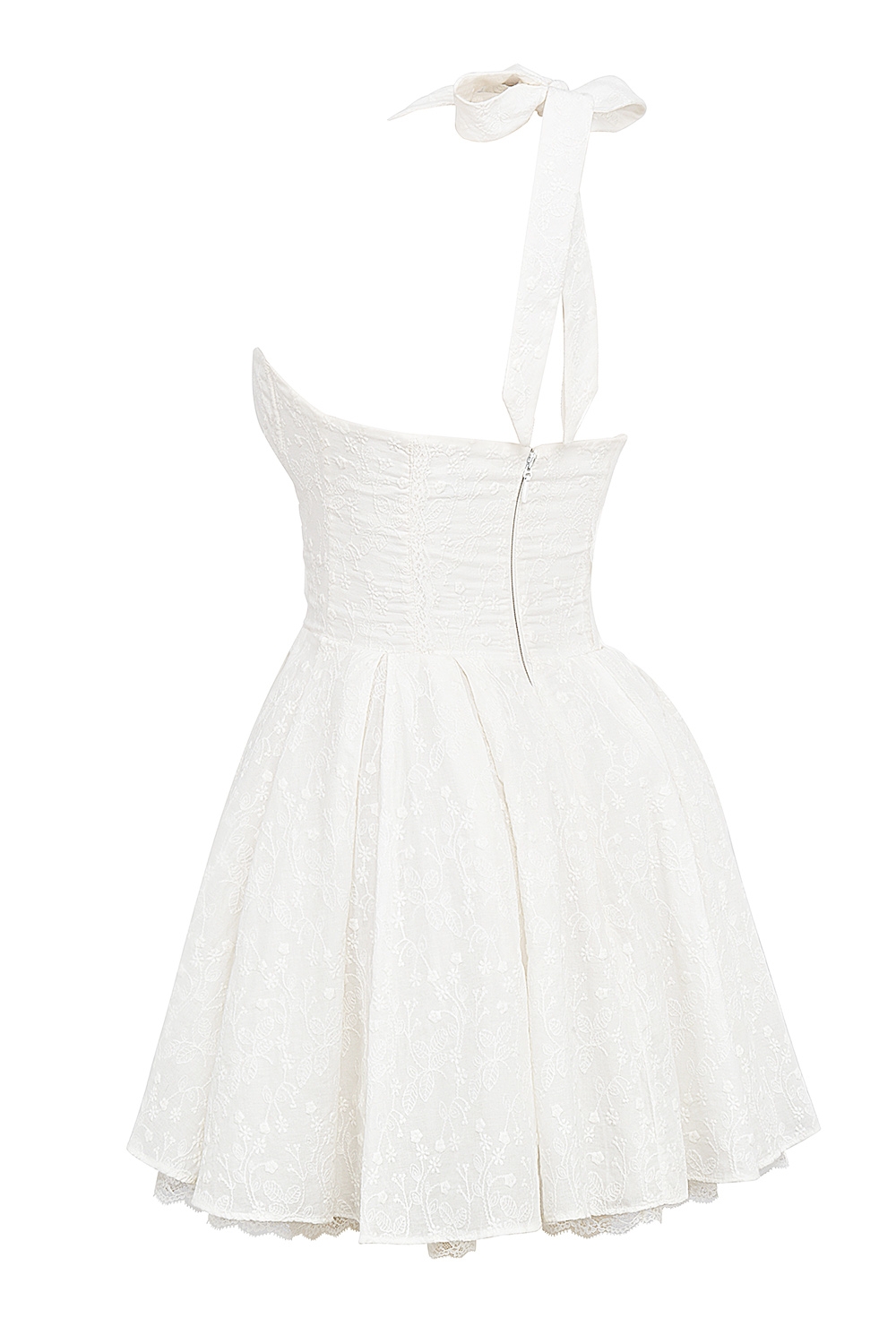White Broderie Anglais Halter Mini Dress