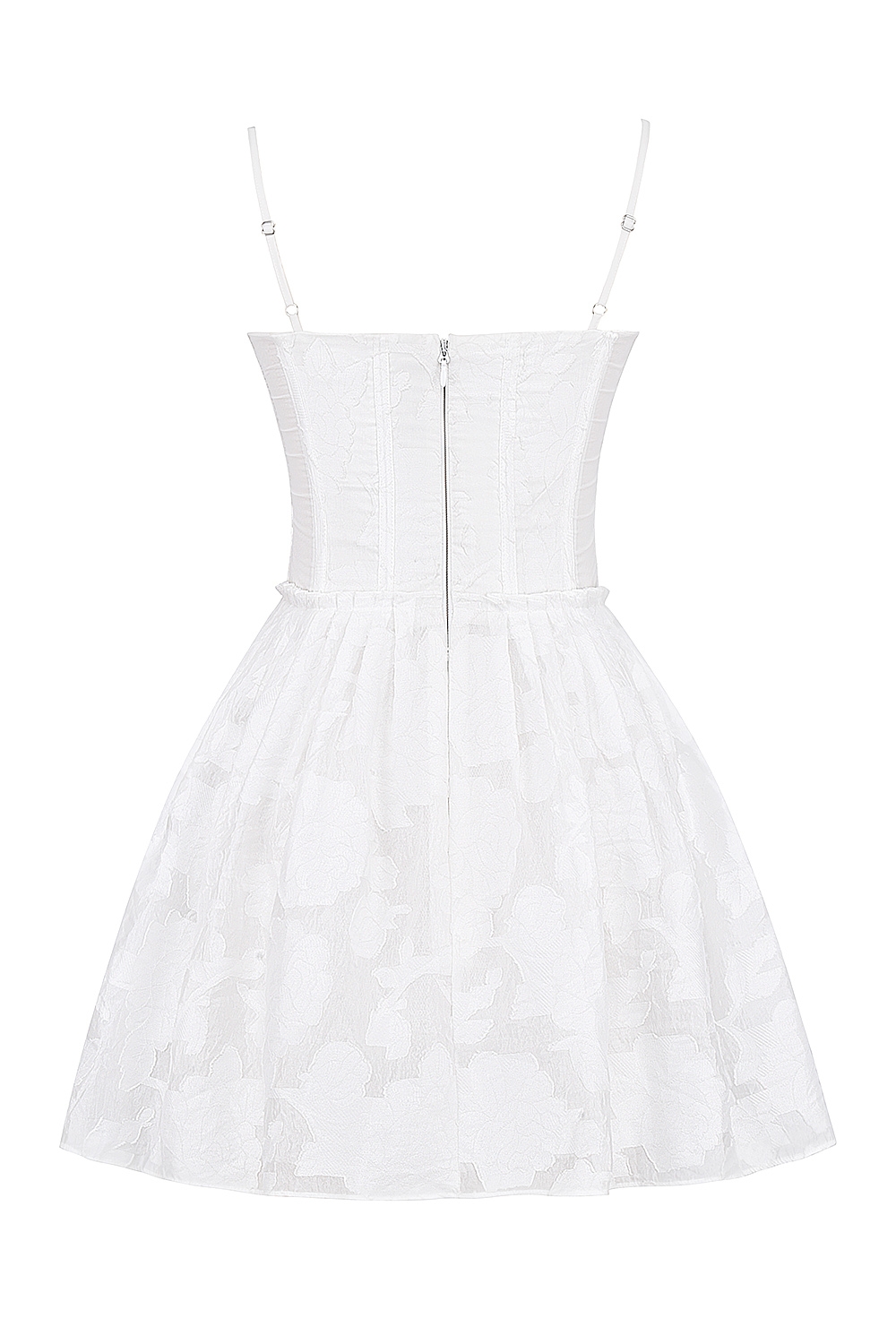 White Jacquard Corset Mini Dress