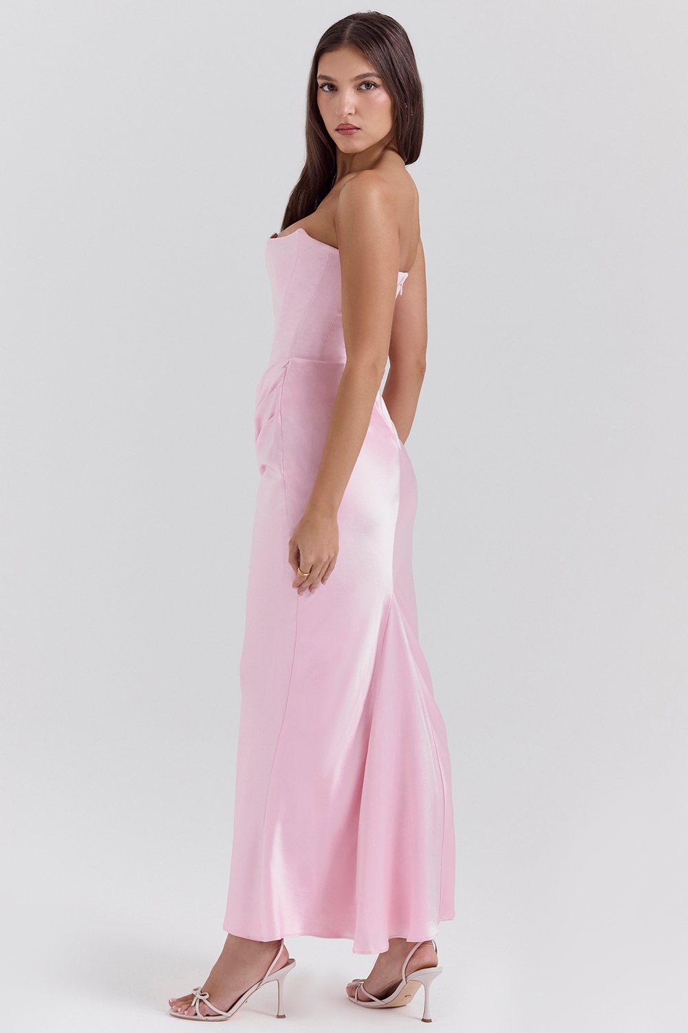 Rose Shadow Strapless Corset Maxi Dress