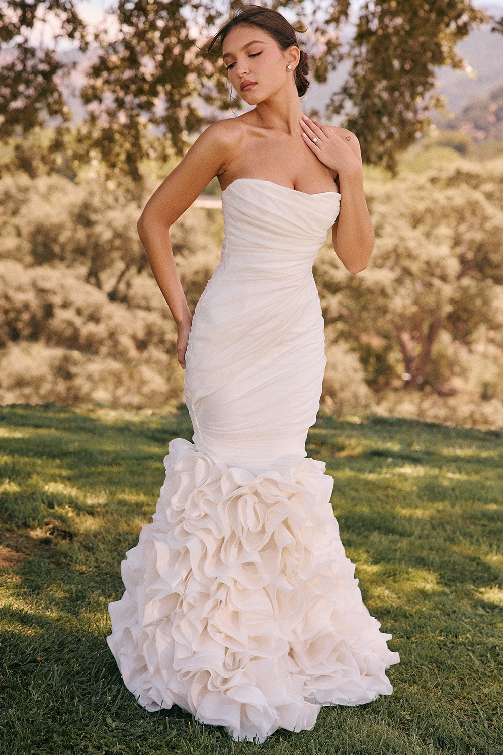 Ivory Strapless Ruffle Bridal Gown