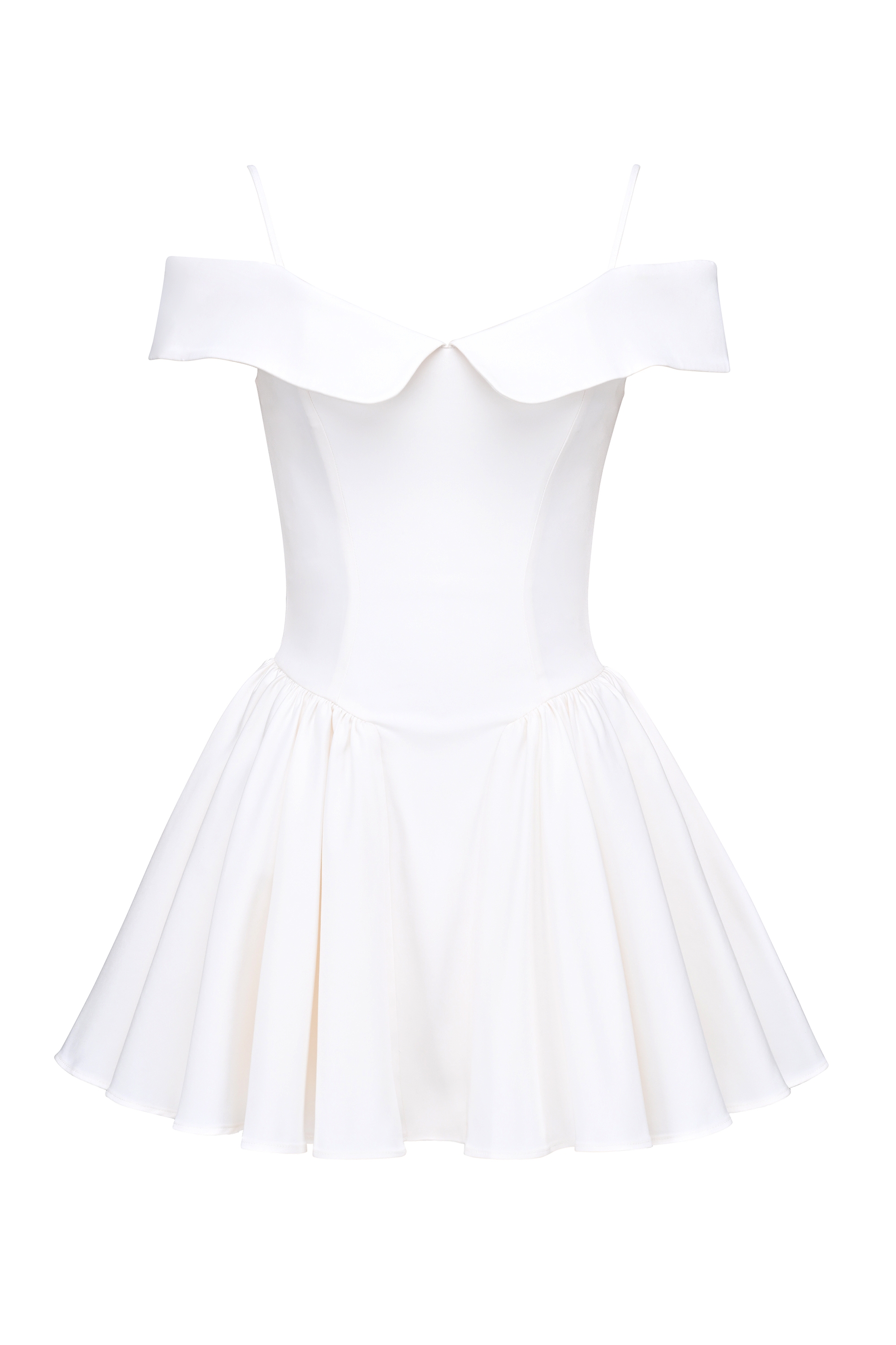 White Twill Off Shoulder Mini Dress
