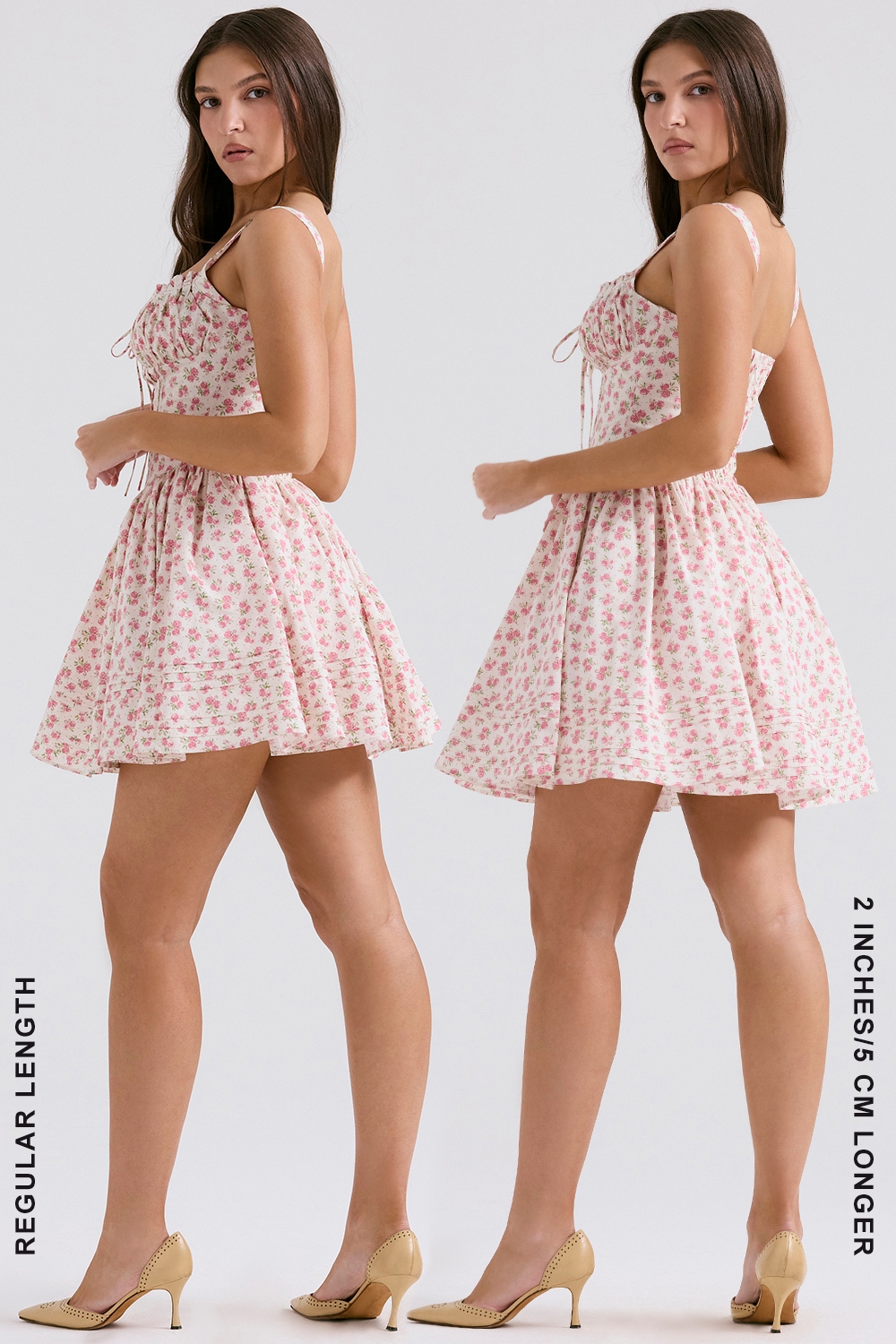 White Rosebud Print Cotton Mini Dress