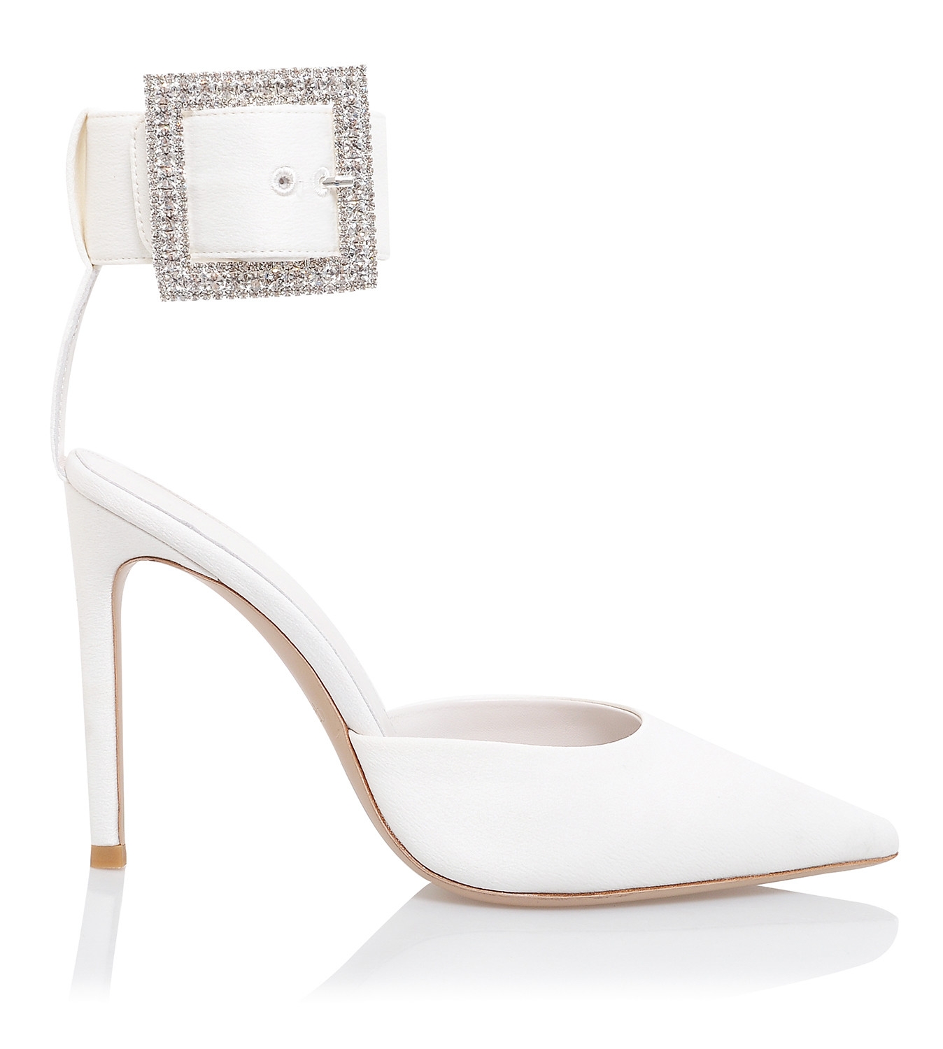 Ivory Crystal Buckle Pumps
