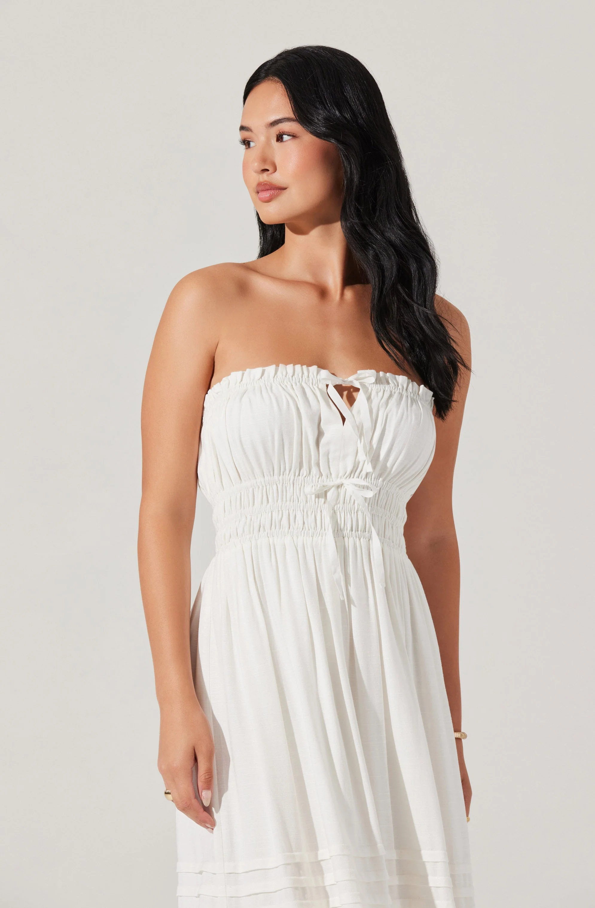 Aubrie Strapless Smocked Midi Dress
