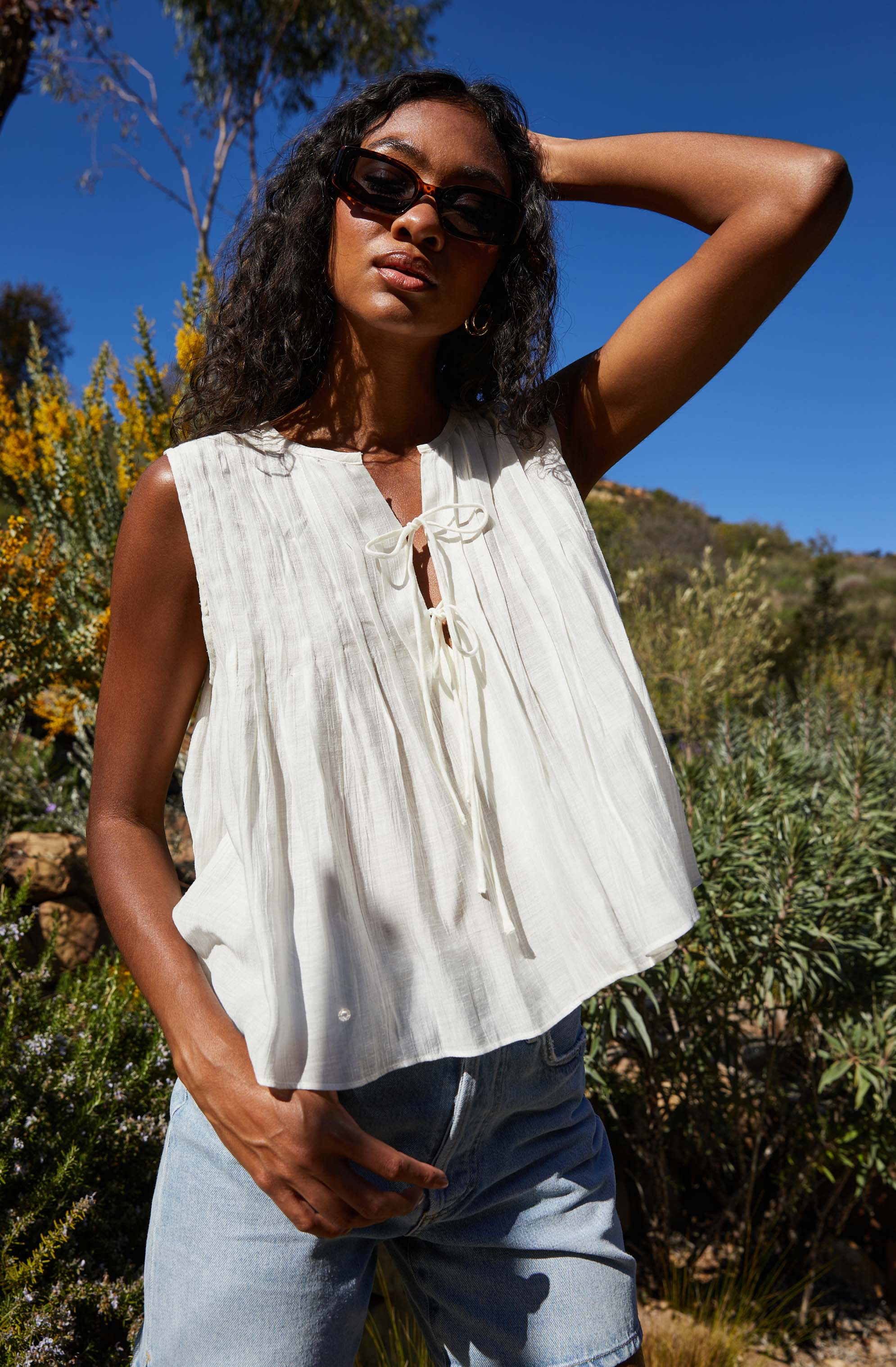 Lavanna Pleated Tie-Front Top