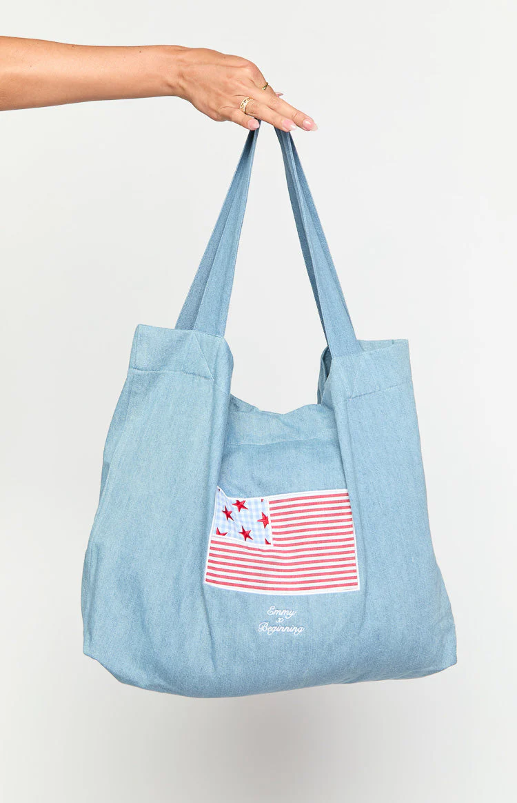 P.MAYO Washed Denim USA Tote Bag