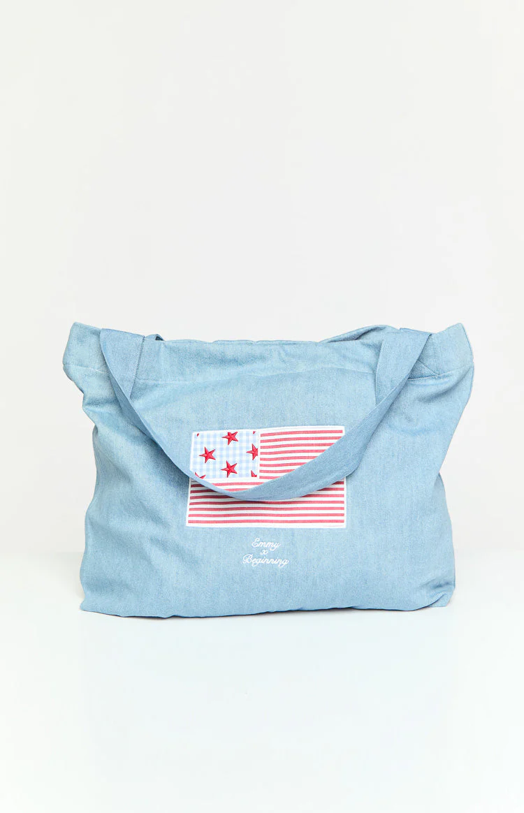 P.MAYO Washed Denim USA Tote Bag