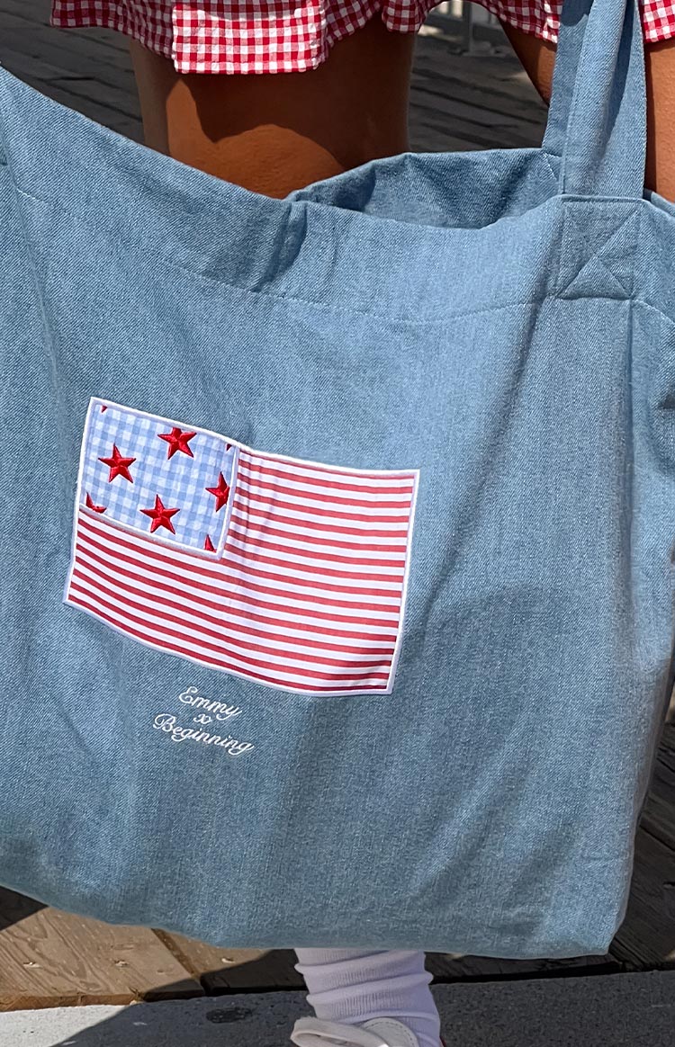 P.MAYO Washed Denim USA Tote Bag