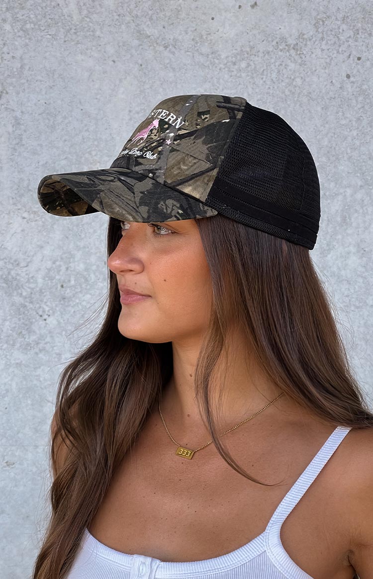 P.MAYO Camo Print Pony Club Trucker Cap