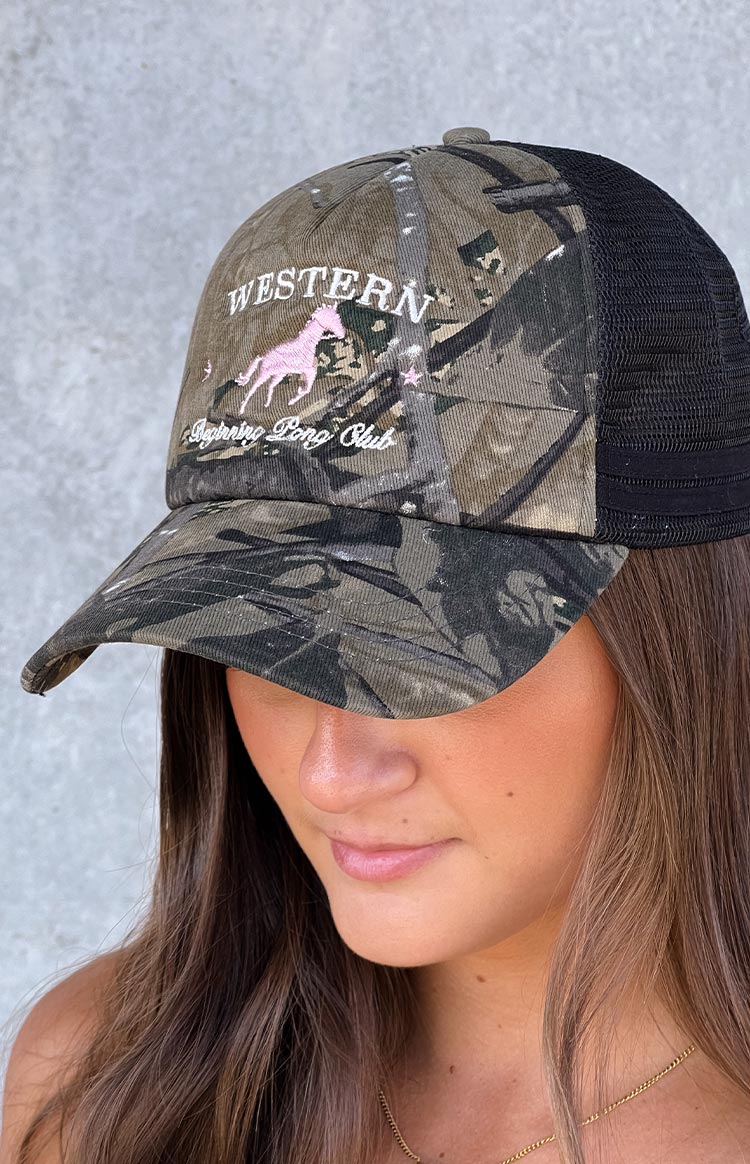 P.MAYO Camo Print Pony Club Trucker Cap