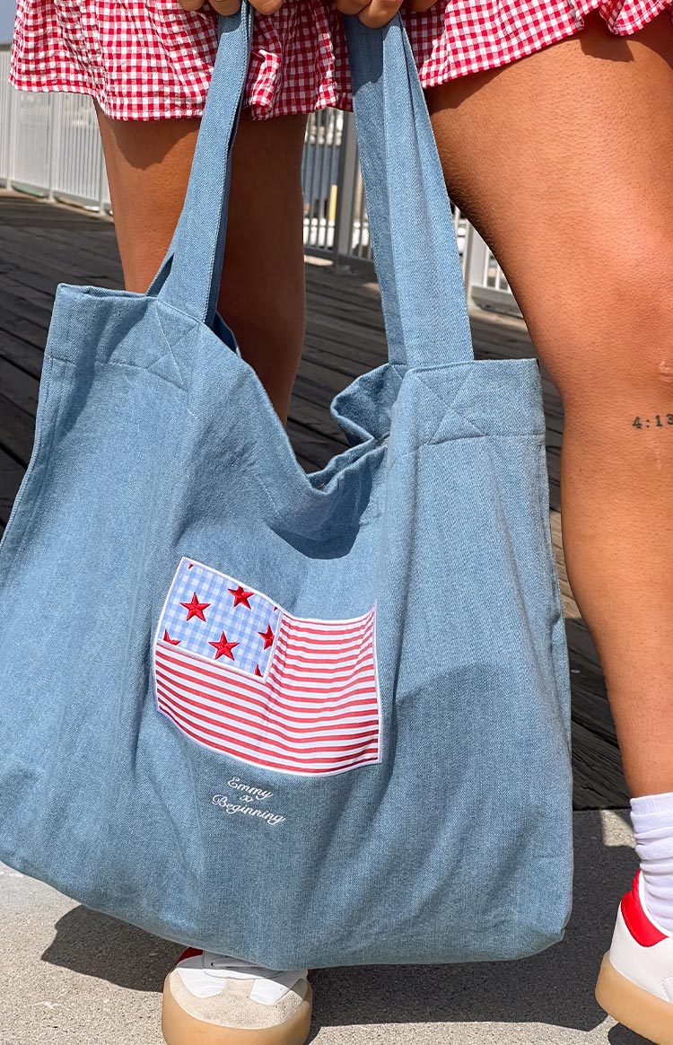P.MAYO Washed Denim USA Tote Bag