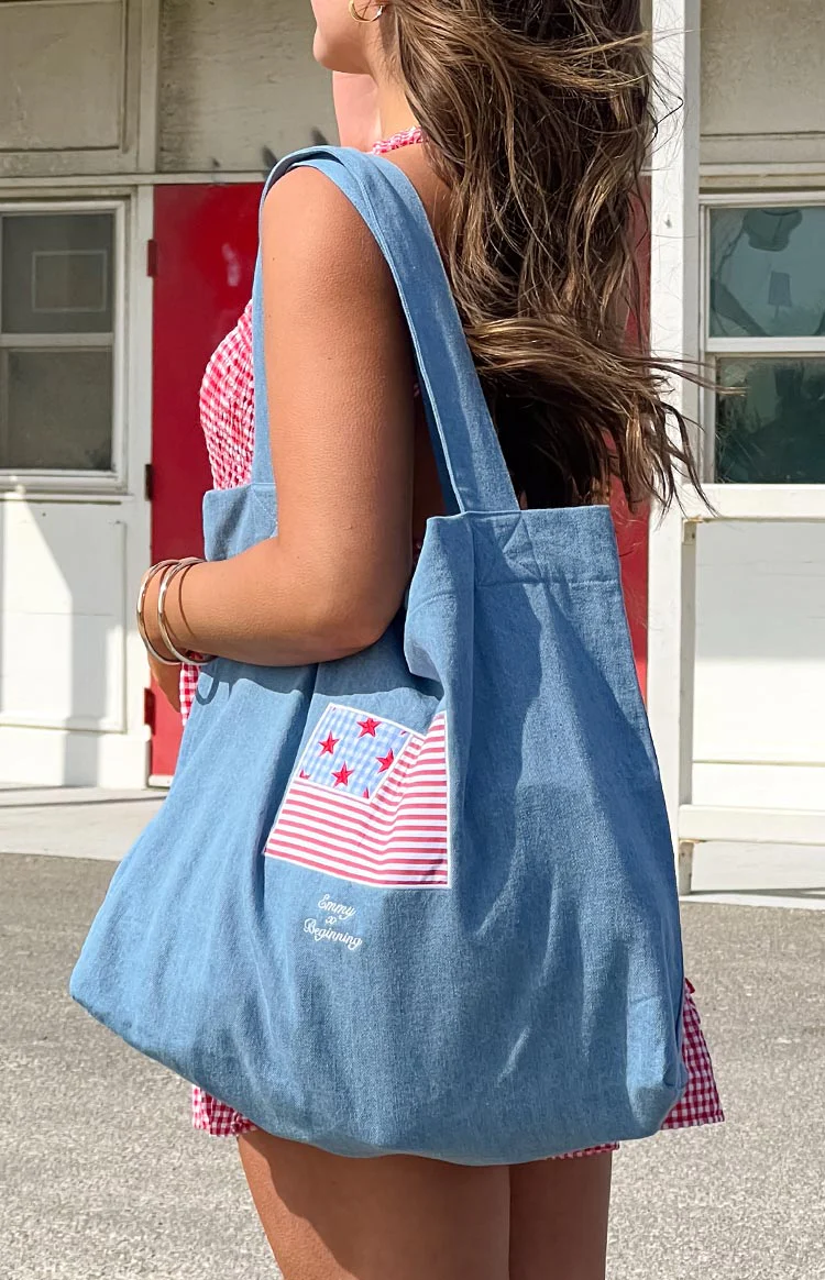 P.MAYO Washed Denim USA Tote Bag