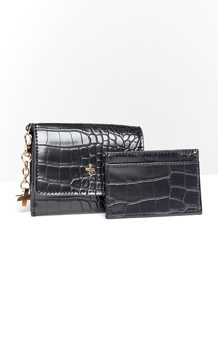 Peta & Jain Chana Wallet Black Croc