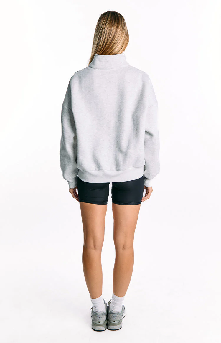 Yazmin Grey Marl Quater Zip Jumper