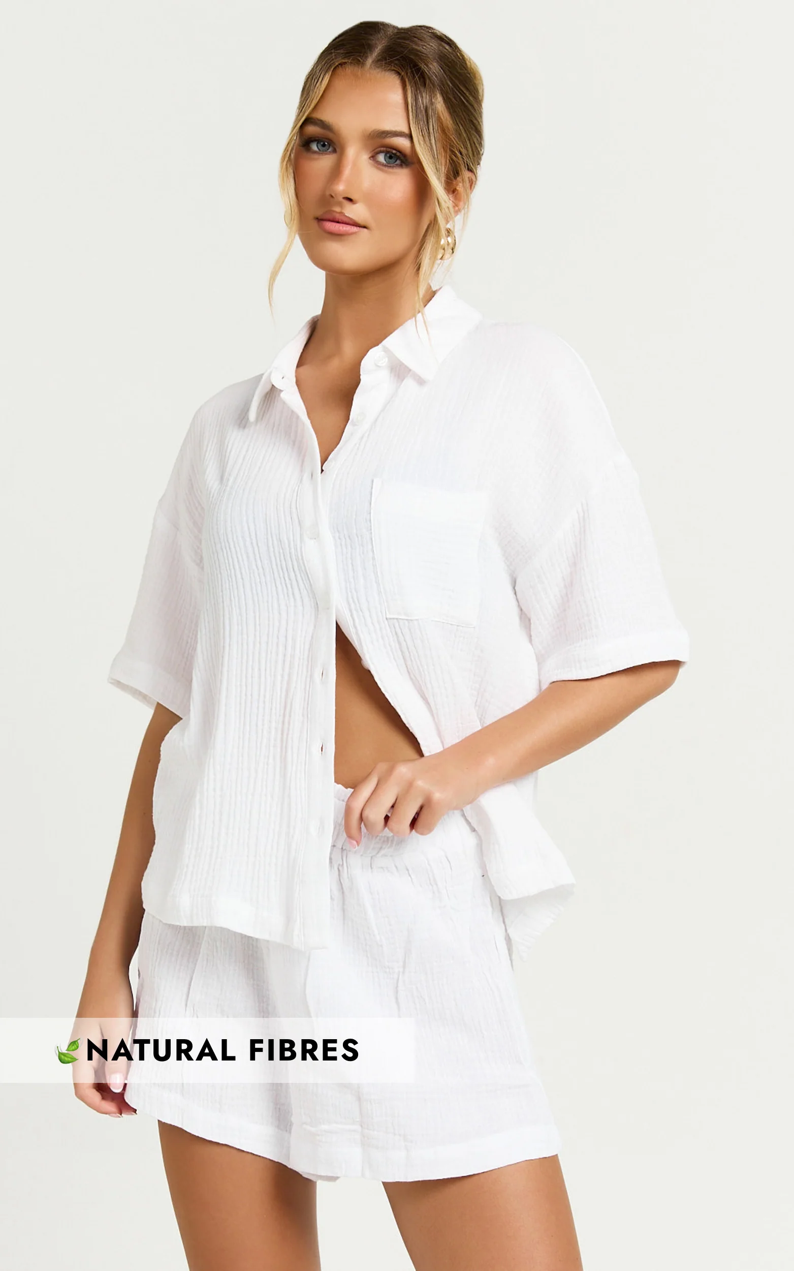 Donita Top - Button Up Shirt Top in White