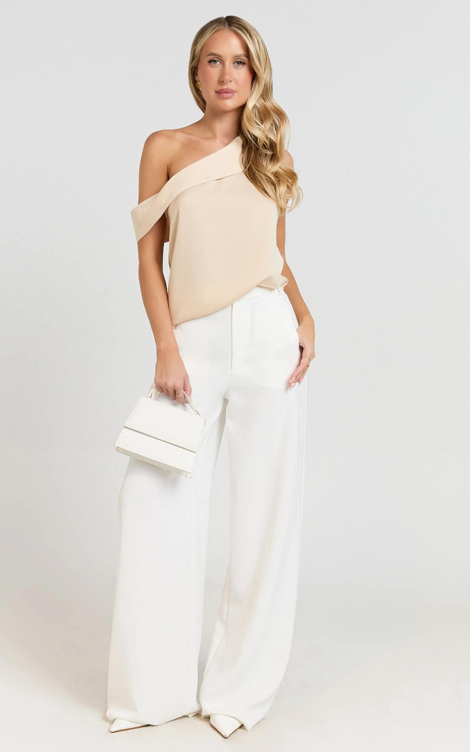 Indah Top - Draped Off Shoulder Top in Ivory