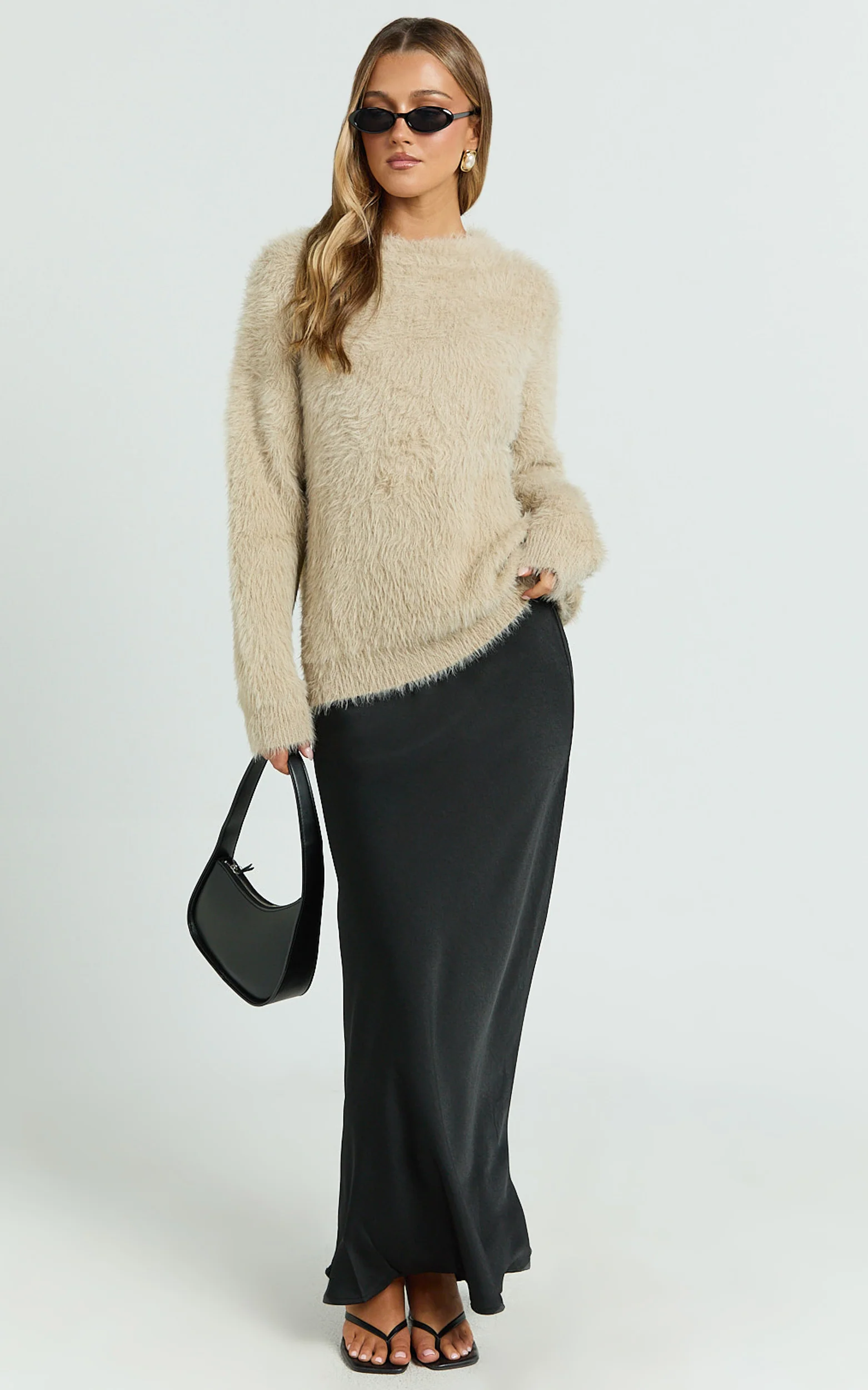 Joena Jumper - Fluffly Knit Jumper in Neutral
