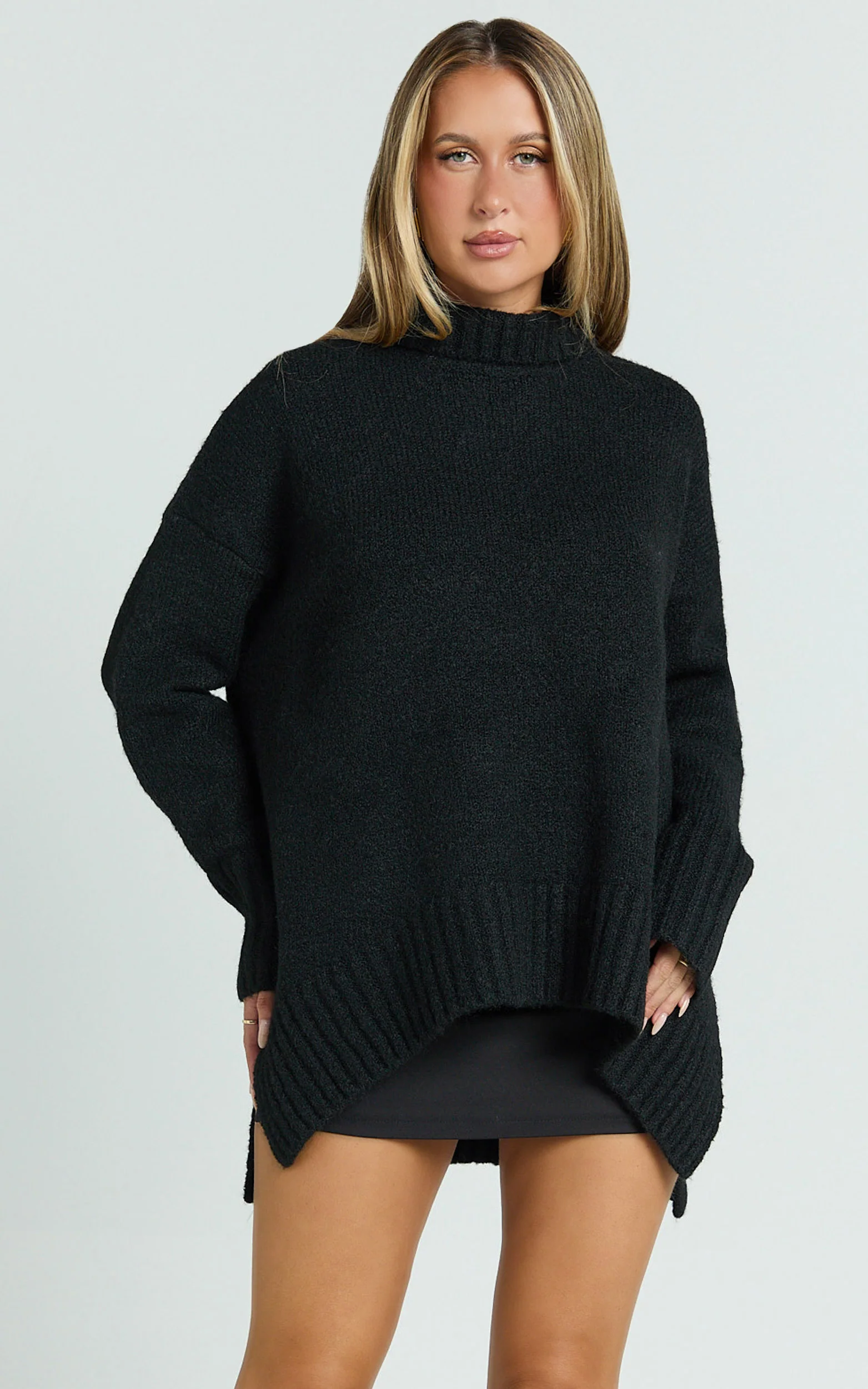 Luella Jumper - Oversized Turtle Neck Jumper in Black