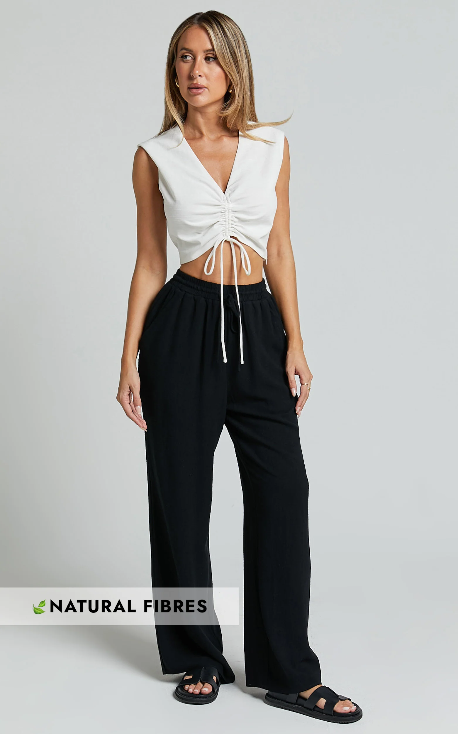 Kala Pants - Mid Waisted Relaxed Elastic Waist Pants in Black