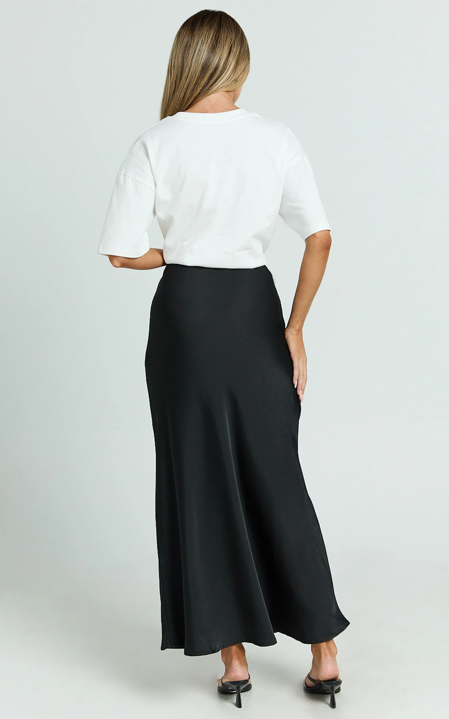 Amari Maxi Skirt - High Waisted Bias Cut Skirt in Black
