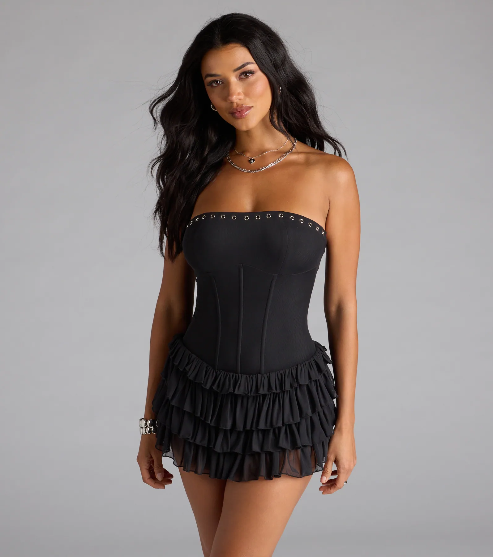 Edgy Allure Corset Drop Waist Romper