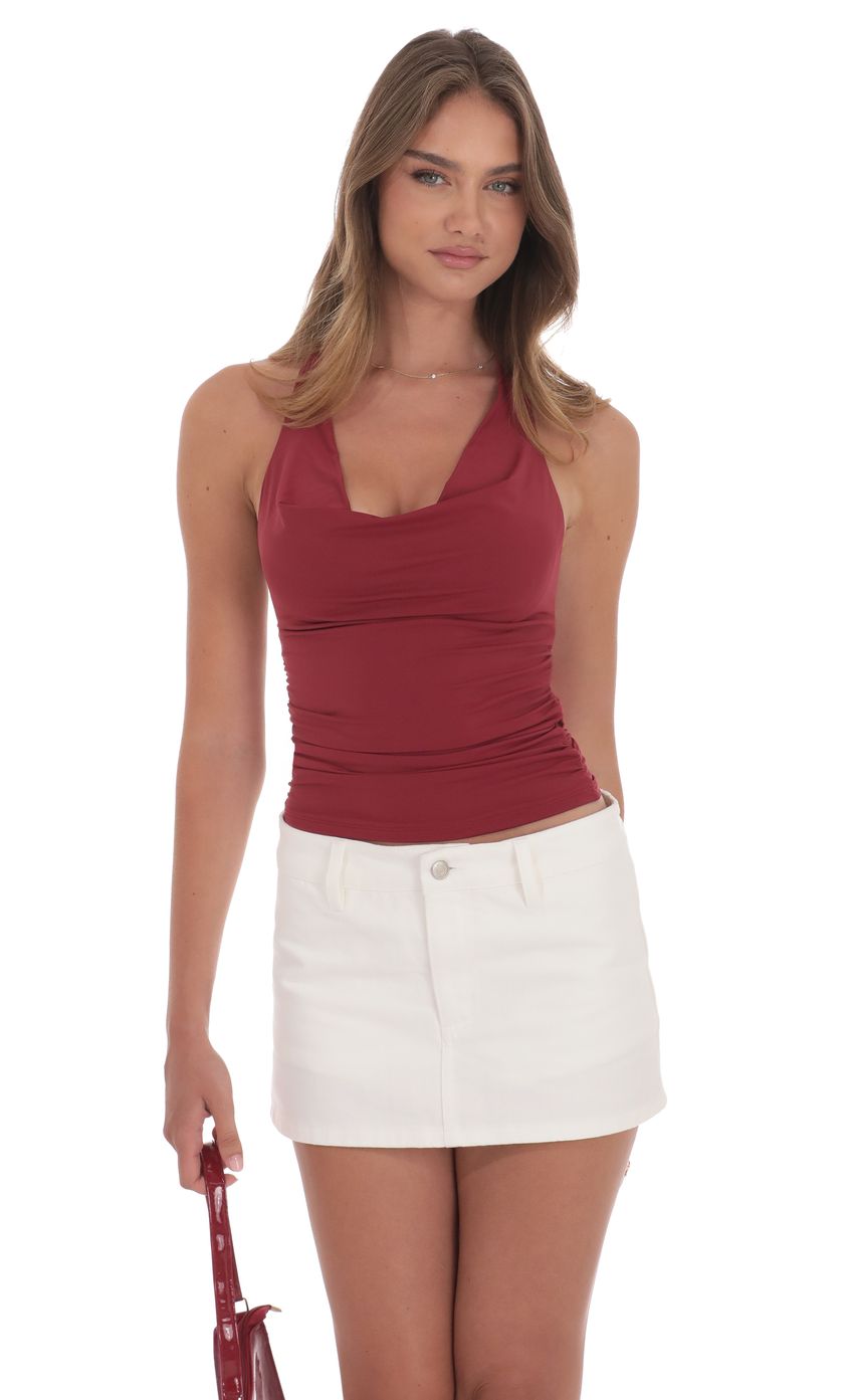 Denim Mini Skort in Ivory