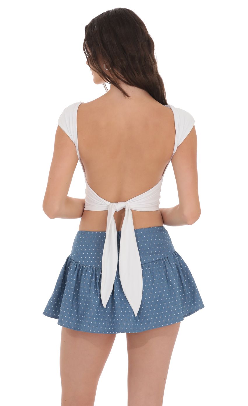 Dotted Flare Skort in Denim Blue