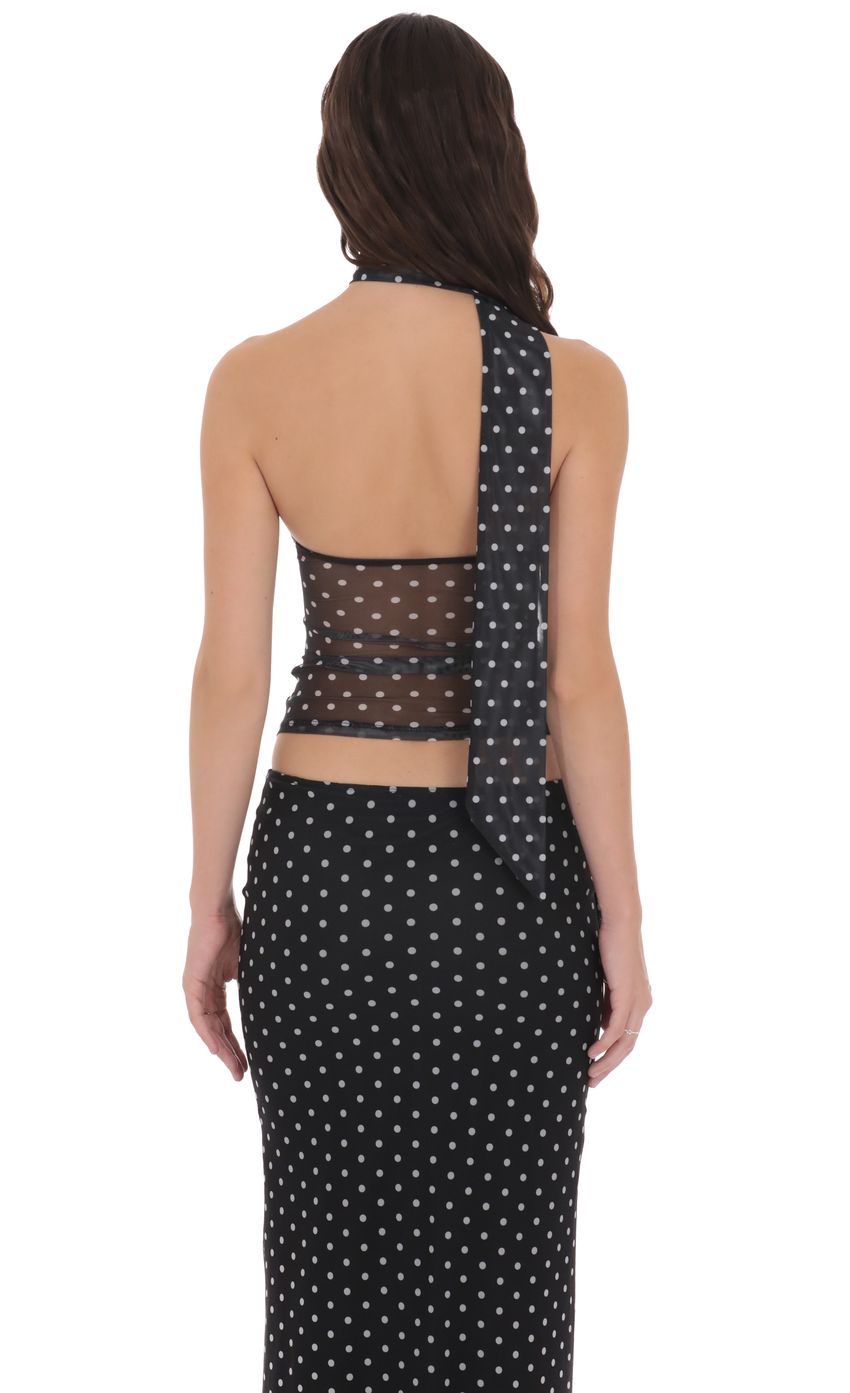 Scarf Polka Dot Mesh Tube Top in Black